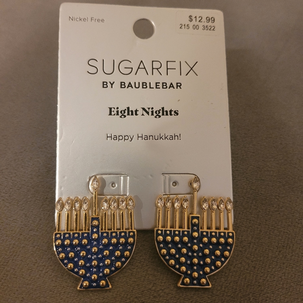New with Tags Sugarfix Hanukkah Menorah Eight Nights Dangle Earrings NWT